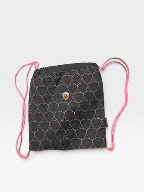 Ariat Black Drawstring Backpack with Pink Cords